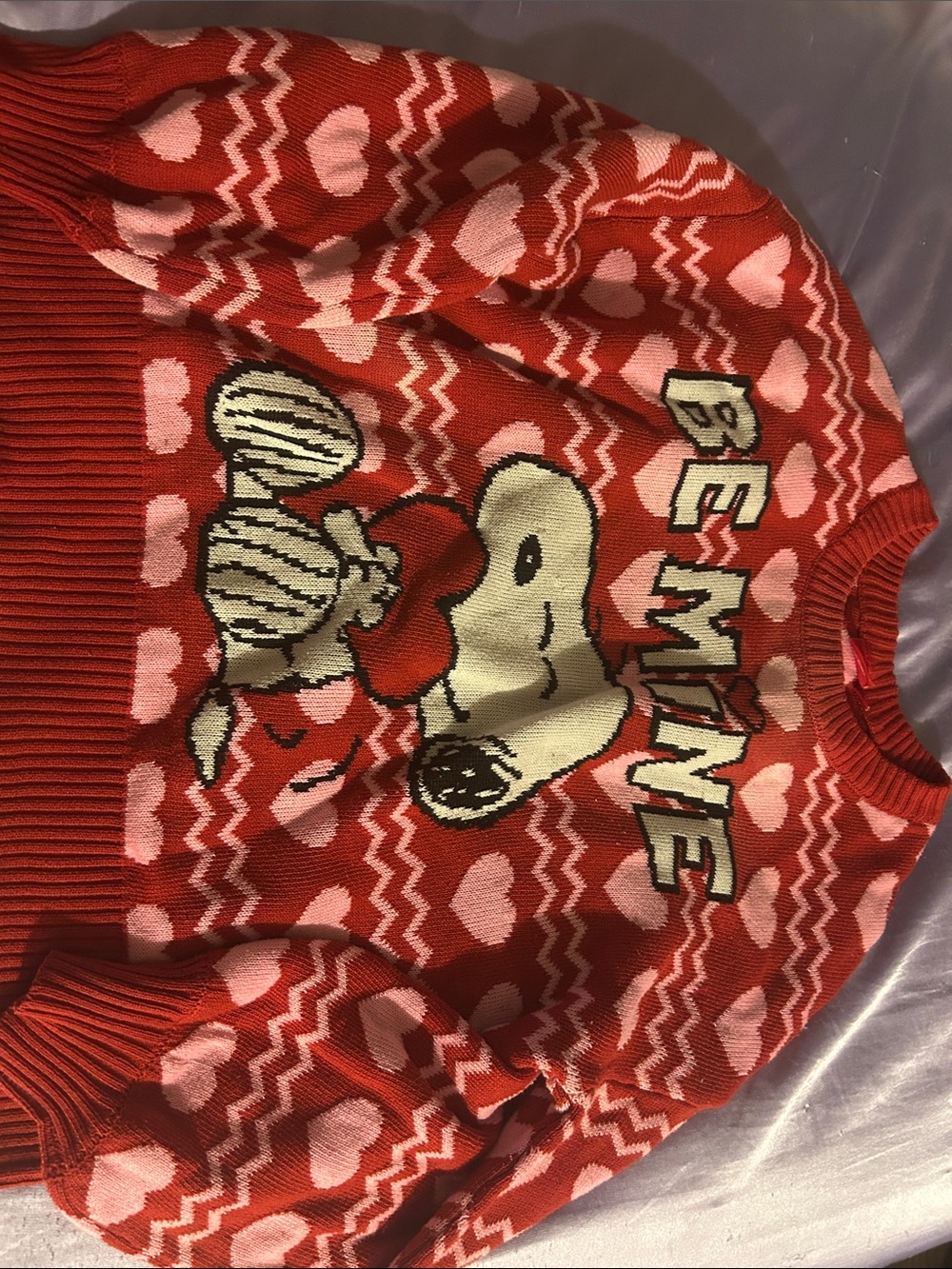 Kids Red Snoopy 'Be Mine' Heart Sweater